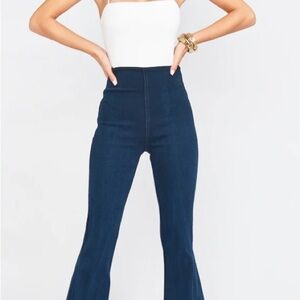 Show Me Your MuMu Bell Bottoms in Thunder Denim Large